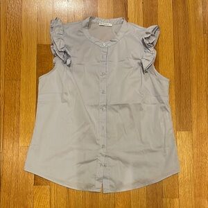 Motivi Sleeveless Blue Top with Ruffles Size Medium